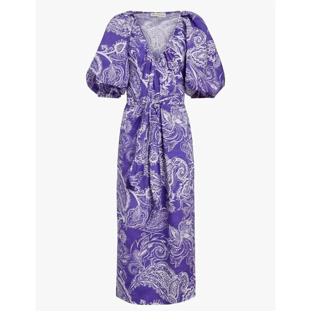 💕MARA HOFFMAN💕 Fila Dress ~ Purple with White Abstract Print Small S NWT - Picture 8 of 16